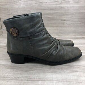 Rieker Ankle Boots Womens EU 40 Kendra Taupe Green Leather Zip Booties